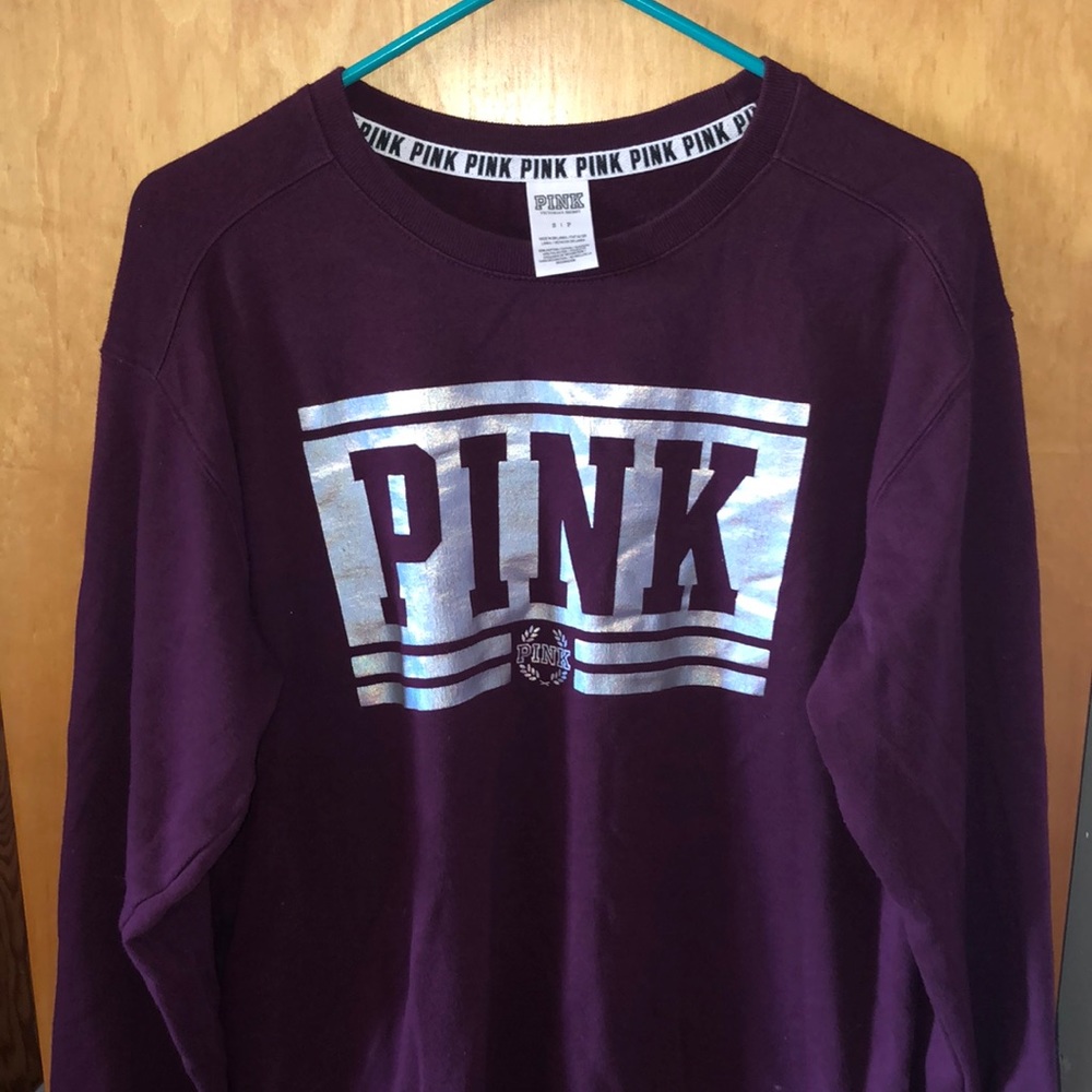 Pink brand, small, purple with silver writing